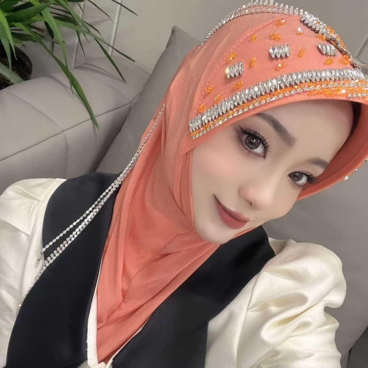 Ethnic Fashion - Luxury Hat Hijab Pink Scarf with