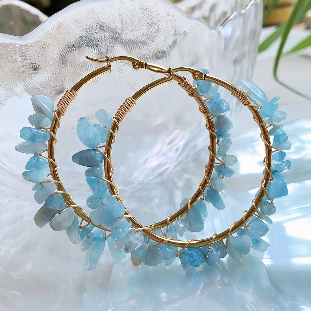 Natural Crystal Hoop Earring I - Aura Ethnic Fashion 评论和价格