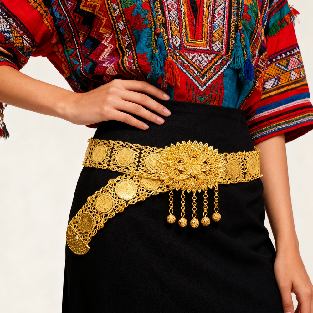 Golden Alloy Carved Hollow Geo - Ethnic Fashion Co In 评论和价格