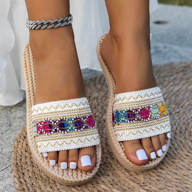 Women Slippers Outdoor Flat De - Ethnic Fashion 评论和价格