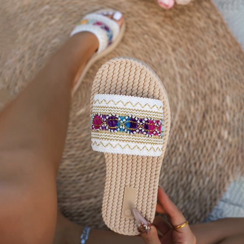 Women Slippers Outdoor Flat De - Ethnic Fashion 评论和价格